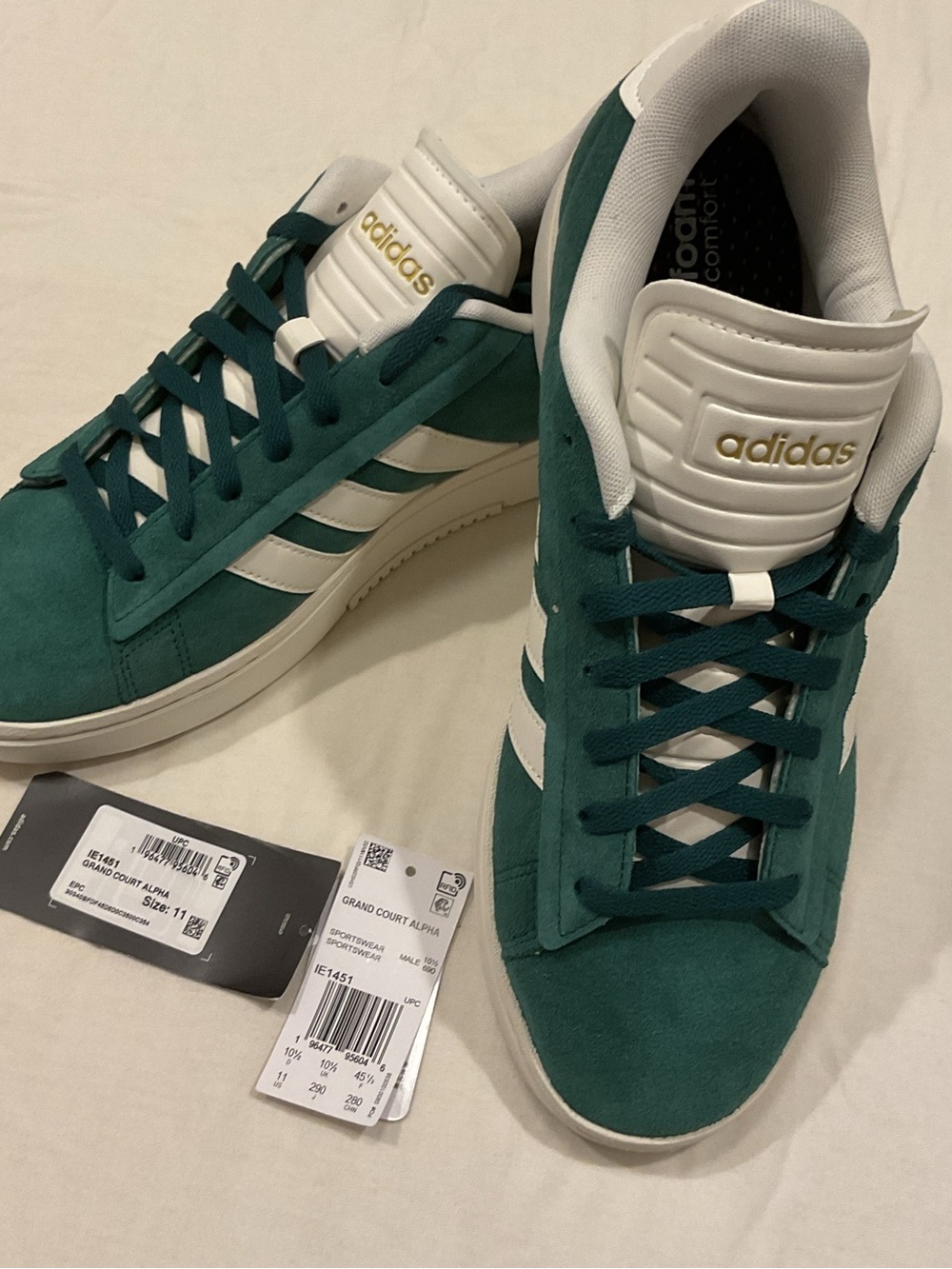 Adidas Grand Court Alpha Men's Teal & White Suede Sneakers